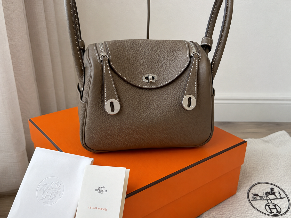 Hermès Mini Lindy 1 — Étoupe Clémence / Palladium Hardware